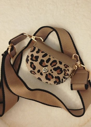 Elle Leopar Desenli Bej Mini Capraz Canta