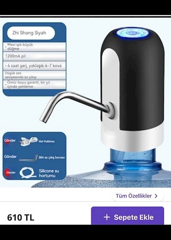 Beden Otomatik su pompası damacana pompası az kullanılmış şuan 610 TL