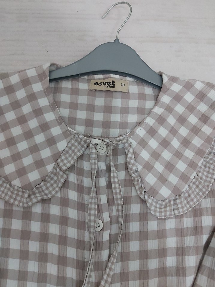 Ekoseli bayan gömlek - Görsel 4