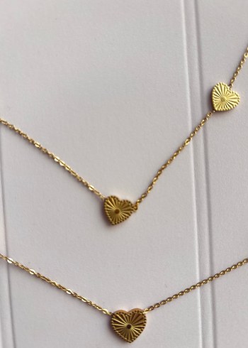 Uzun Zincir Detaylı Altın Rengi Kadın Kolye çelikdir - Görsel 3