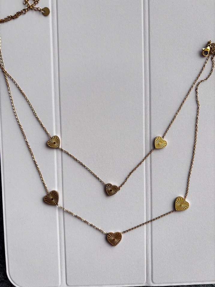 Uzun Zincir Detaylı Altın Rengi Kadın Kolye çelikdir - Görsel 2