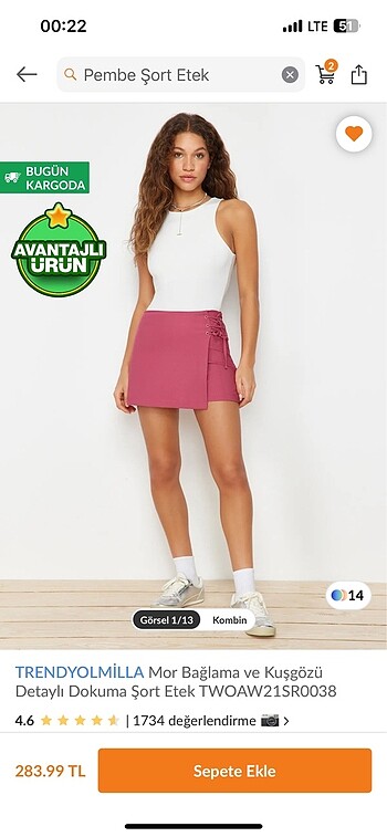 Trendyol & Milla pembe şort etek