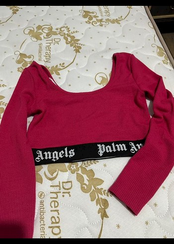 Pembe Uzun Kollu Straplez Crop