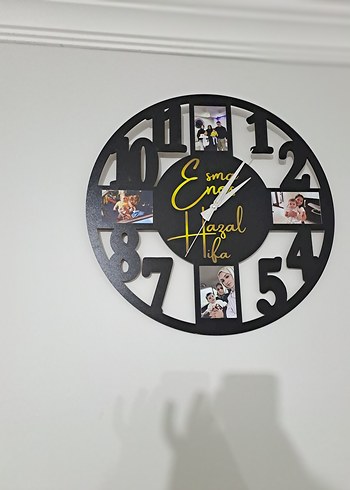 Kişiye Özel Siyah Duvar Saati Fotoğraflı - Görsel 3