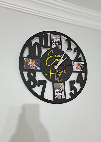 Kişiye Özel Siyah Duvar Saati Fotoğraflı - Görsel 4