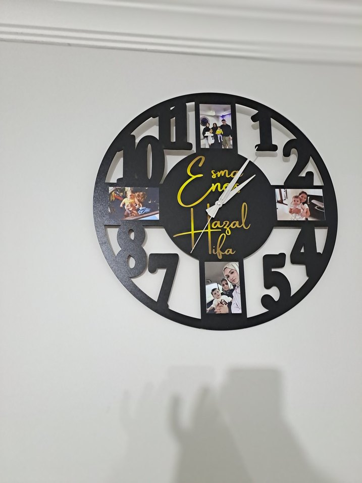 Kişiye Özel Siyah Duvar Saati Fotoğraflı - Görsel 3
