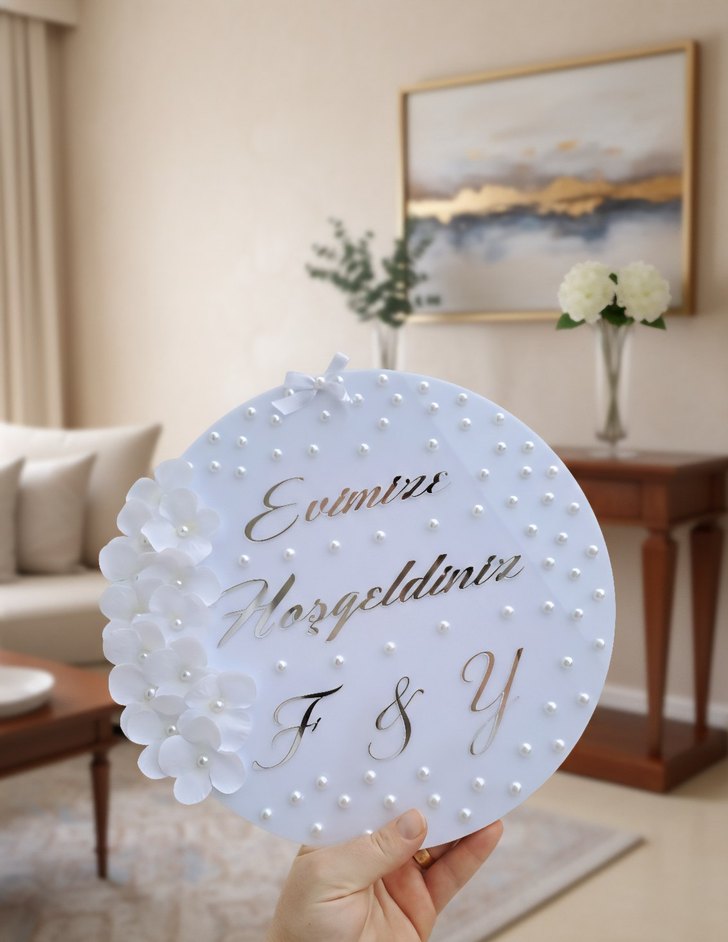 kişiye özel İnci Detaylı  kapı süsü - Görsel 4