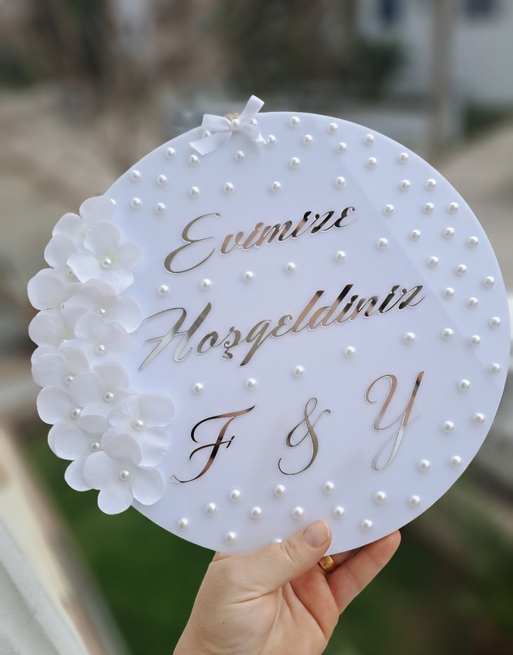 kişiye özel İnci Detaylı  kapı süsü - Görsel 2