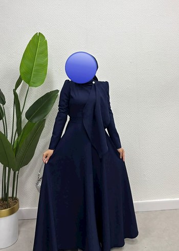 SIFIR ABİYE YENİ. Lacivert Uzun Kol Drapeli Kadın Elbise