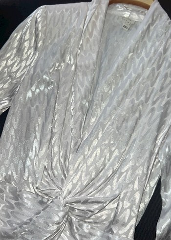 River Island Parlak Beyaz saten Uzun Kollu Kadın Elbise
