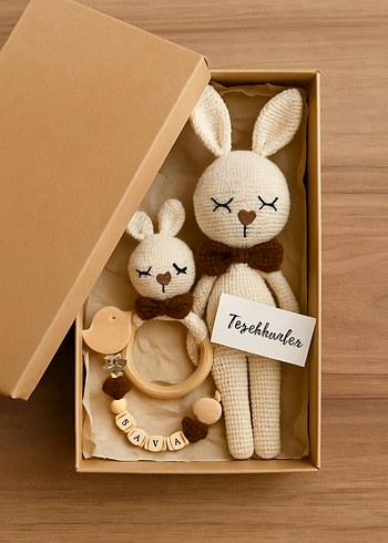 Chicco Bej Örgü Tavşan Diş Kaşıyıcı ve Çıngırak