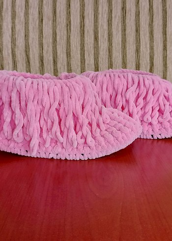 Pembe Örgü Kız Çocuk Sıcak Ev Terliği - Görsel 2