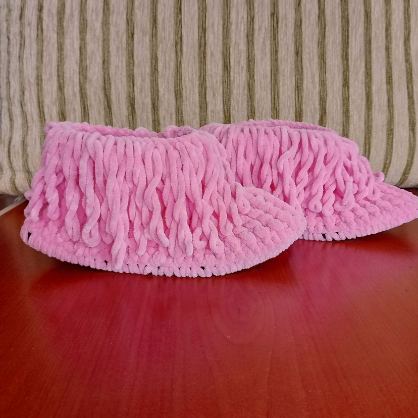 Pembe Örgü Kız Çocuk Sıcak Ev Terliği - Görsel 2