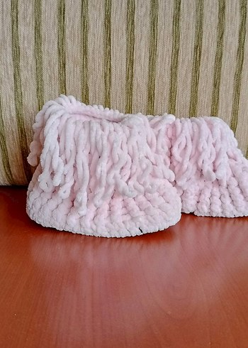 Pembe Örgü Kız Çocuk Ev Terliği - Görsel 2