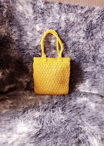 Sarı Örgü Bohem Kadın Çanta - Görsel 2