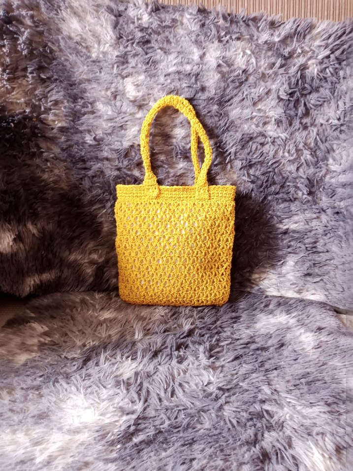 Sarı Örgü Bohem Kadın Çanta - Görsel 2