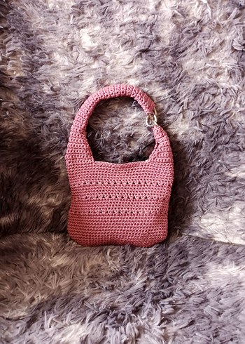 Pembe Örgü Bohem Kadın Çanta - Görsel 2
