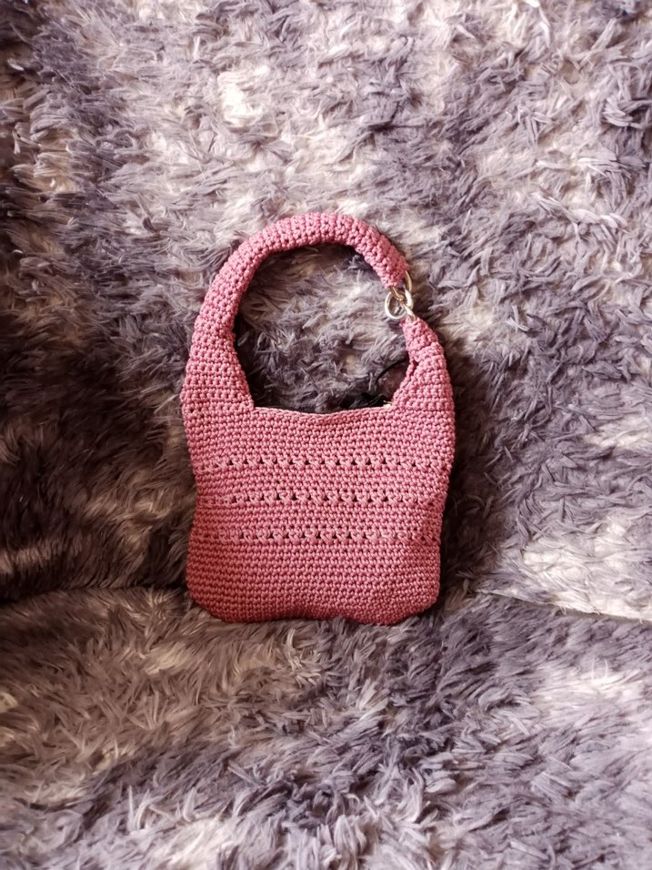 Pembe Örgü Bohem Kadın Çanta - Görsel 2