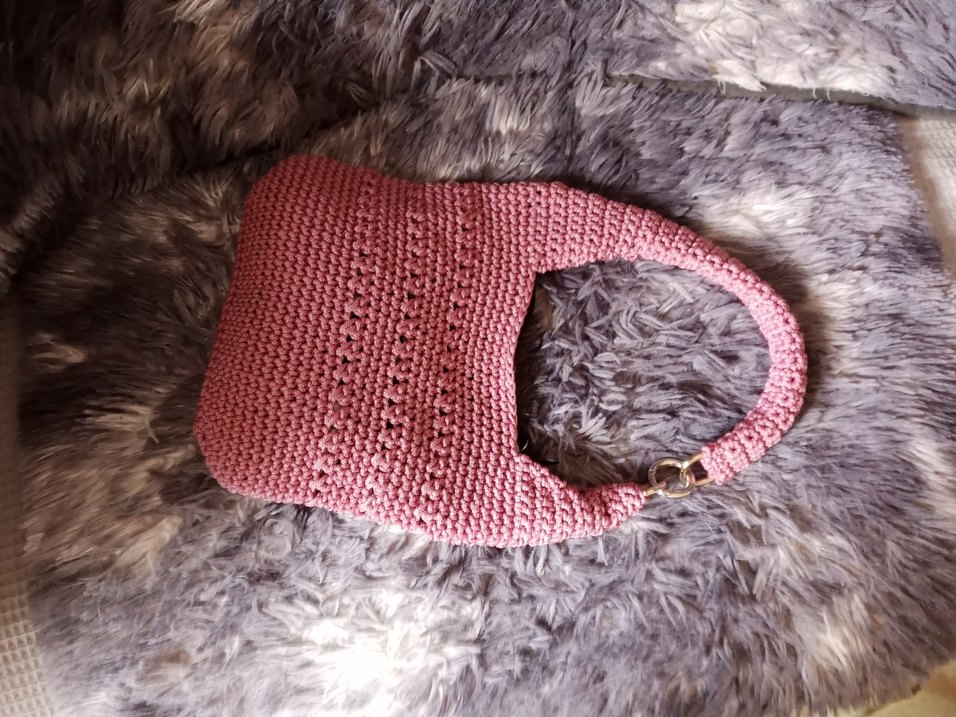 Pembe Örgü Bohem Kadın Çanta - Görsel 3