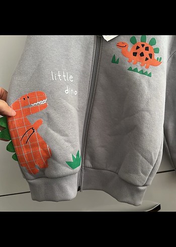 5 Yaş Beden Erkek Çocuk Gri Fermuarlı Sweatshirt