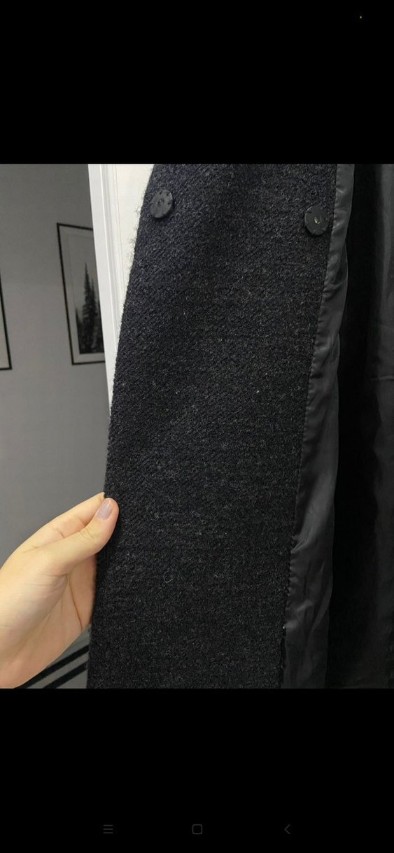 Düğmeli Gri Kadın Uzun Yün Kaban s m uyumlu - Görsel 2