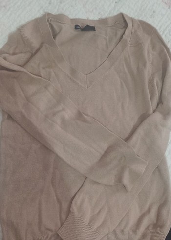 Bej V Yaka Kadın Keten Kazak yumuşacık mesajla sorabilirsiniz - Görsel 2