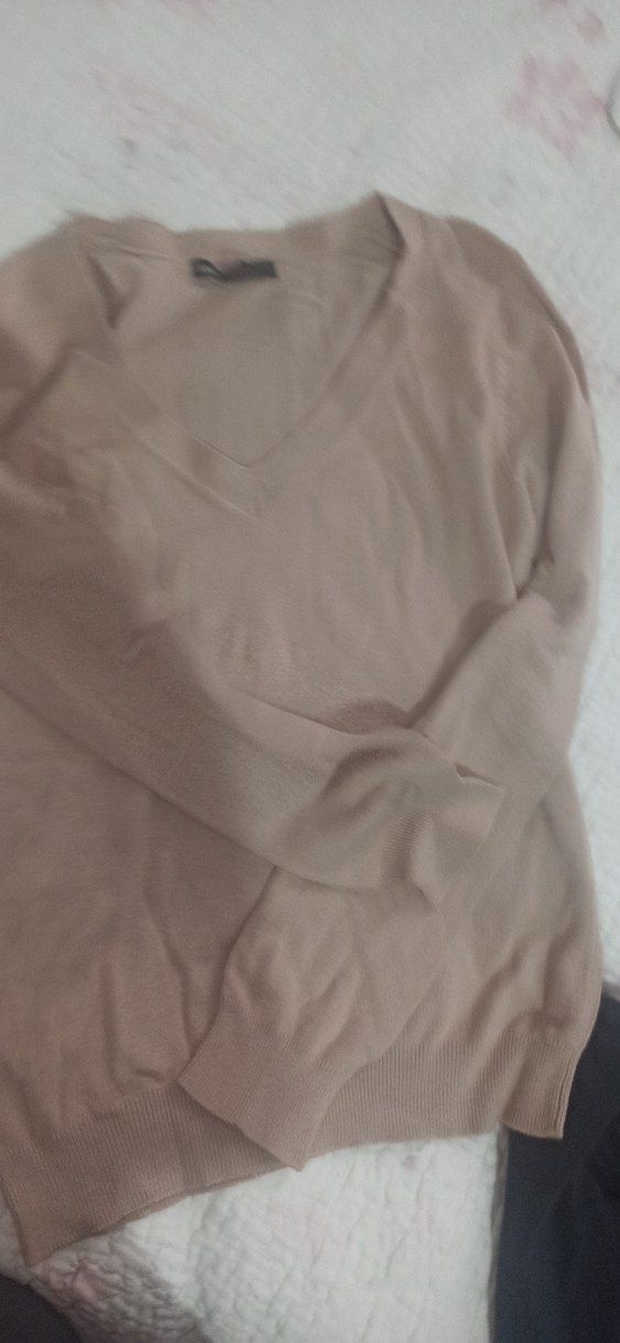 Bej V Yaka Kadın Keten Kazak yumuşacık mesajla sorabilirsiniz - Görsel 5