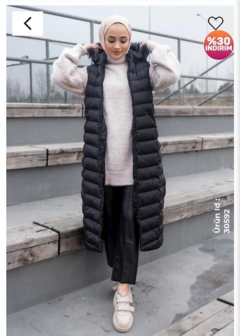 tesettür için uygunUzun Siyah Kadın Yelek - Görsel 2