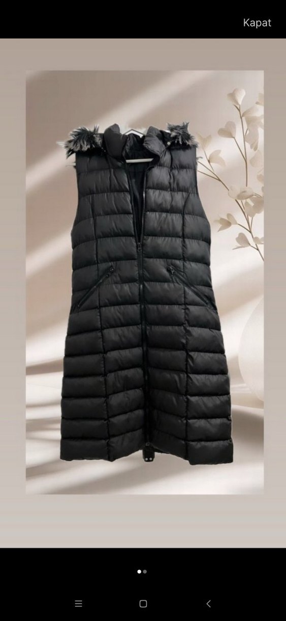 tesettür için uygunUzun Siyah Kadın Yelek - Görsel 3