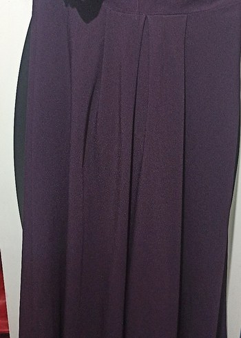 Mor Uzun Kollu Fırfırlı Tulum düğüm kombini abiye jile - Görsel 2