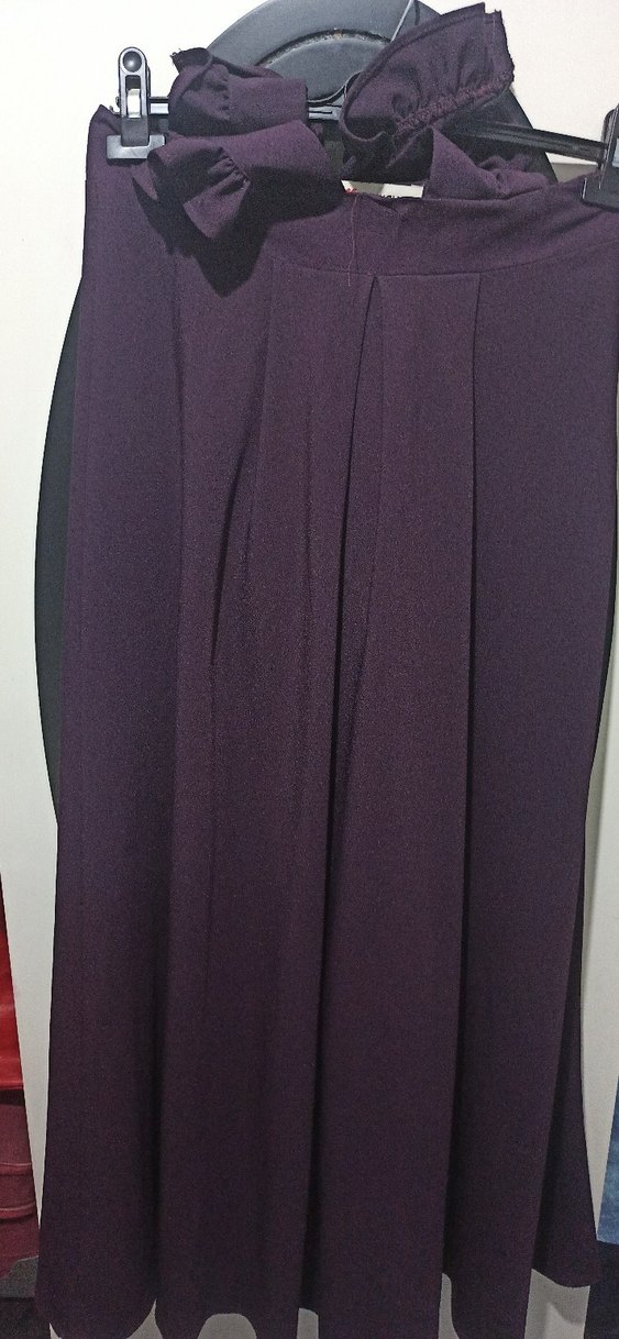 Mor Uzun Kollu Fırfırlı Tulum düğüm kombini abiye jile - Görsel 2