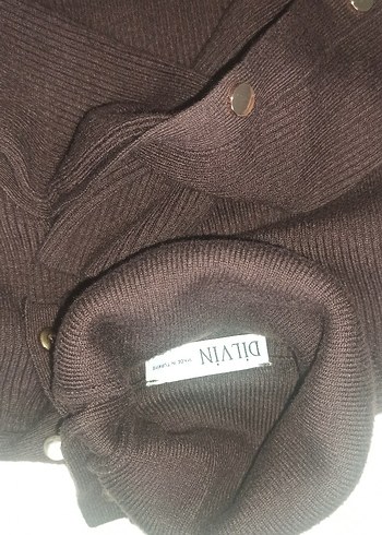 Düğmeli Kahverengi Balıkçı Yaka Kadın Kazak crop - Görsel 3