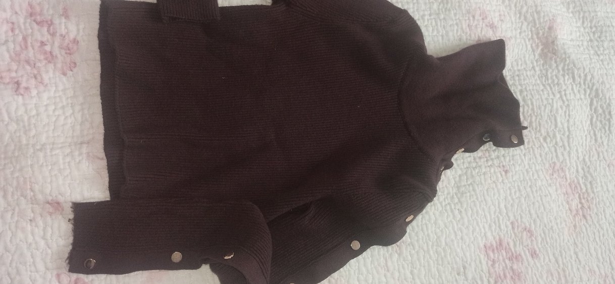 Düğmeli Kahverengi Balıkçı Yaka Kadın Kazak crop - Görsel 2