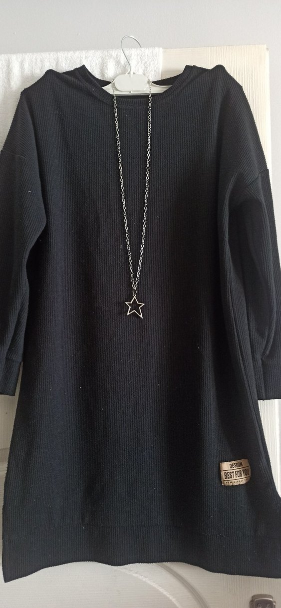 Siyah Pamuklu Uzun Kollu sweat Tunik - Görsel 2