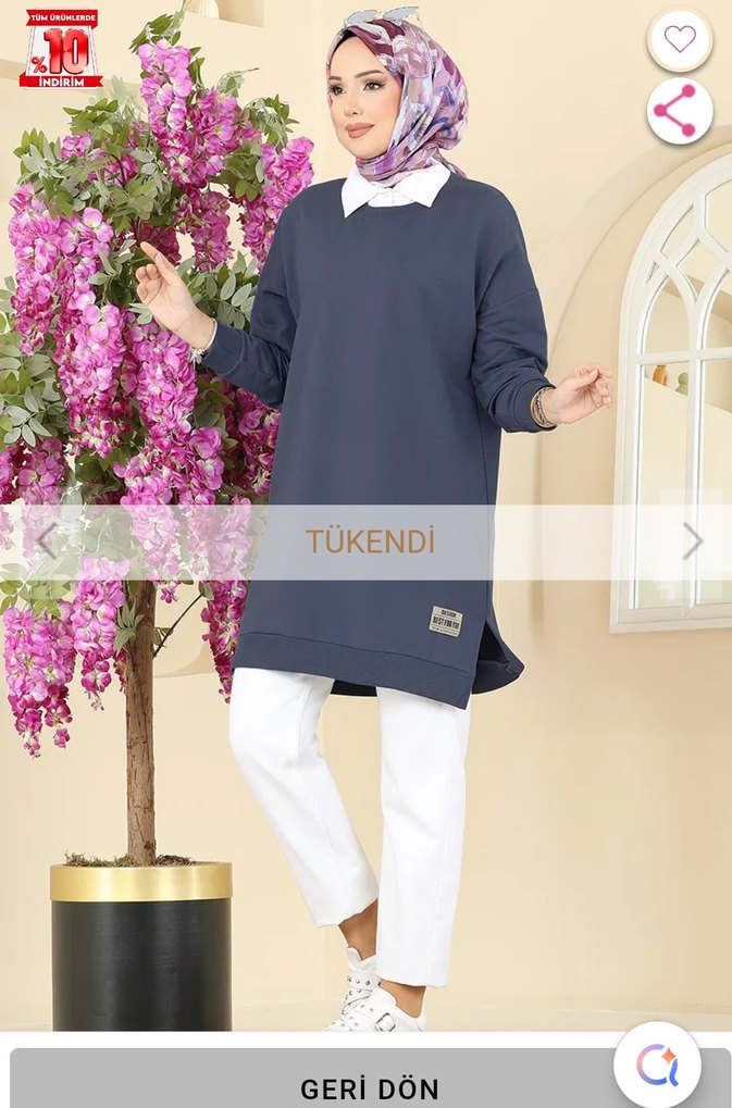 Siyah Pamuklu Uzun Kollu sweat Tunik - Görsel 3