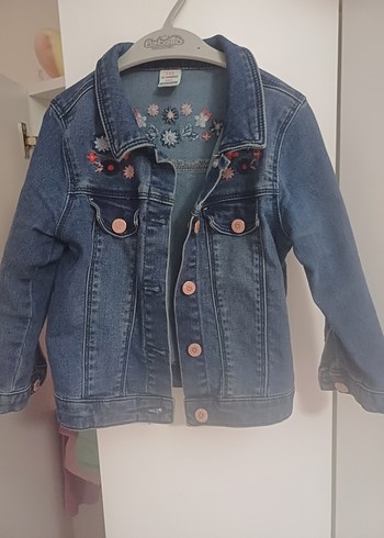 18-24 Ay Beden Nakışlı Kız Çocuk Kot Ceket