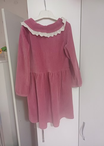 4 Yaş Beden Düğmeli Pembe Kız Çocuk Elbise