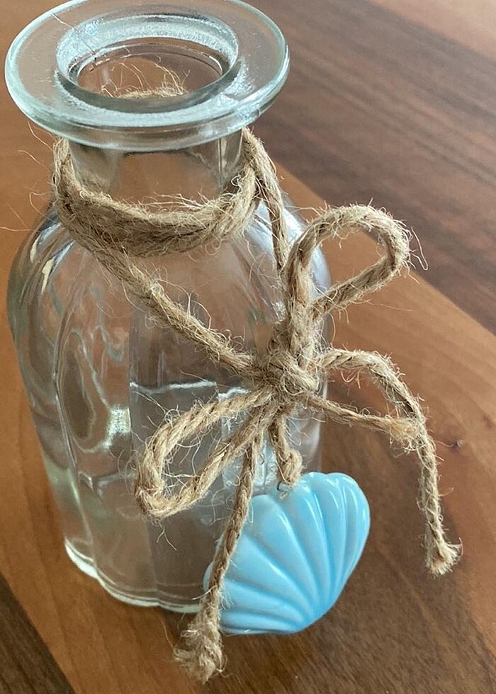 MUDO Dekoratif Şişe 2 Adet. Yıldız ve Deniz kabuğu seramiktir. - Görsel 3