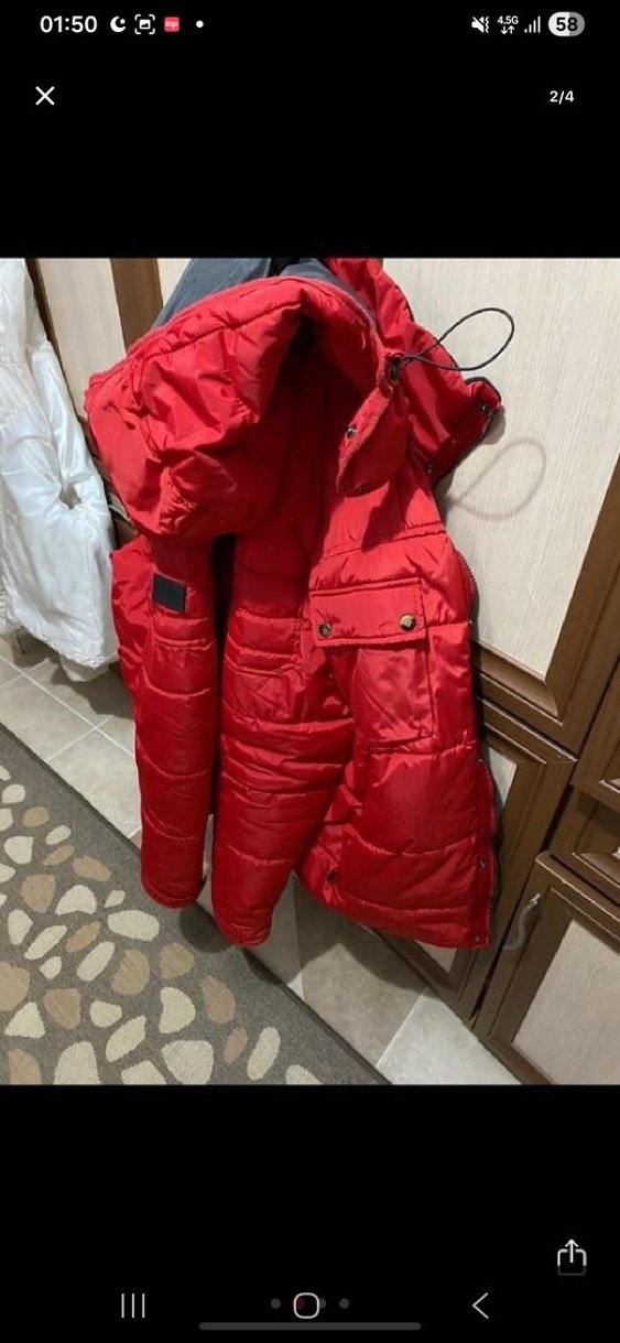 Kırmızı Fermuarlı Erkek Mont - Görsel 3