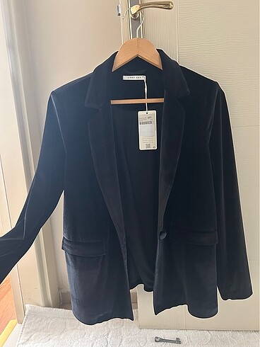 m Beden Jimmy Key siyah kadife blazer ceket