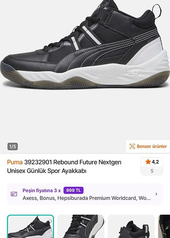 Puma Rebound Future Nextgen Siyah Beyaz Spor Ayakkabi