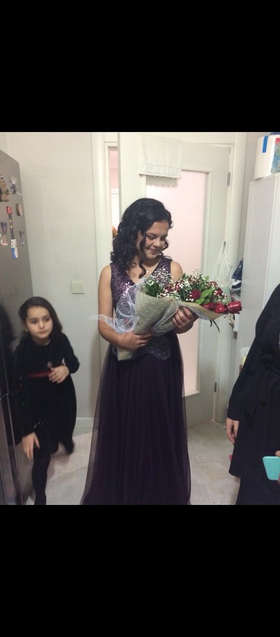 Bordo Straplez Çiçek Desenli Uzun Abiye Elbise - Görsel 2