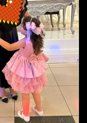 Abiye Pembe Fırfırlı Kız Çocuk Abiye Elbise