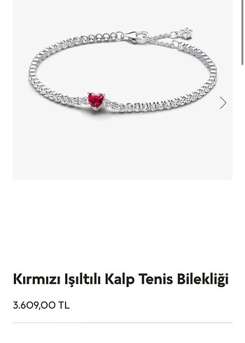 Kırmızı Işıltılı Kalp Tenis Bilekliği