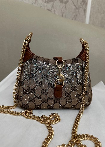 Zincir Detaylı Parlak Kahverengi Deri Kadın Çanta - Görsel 2