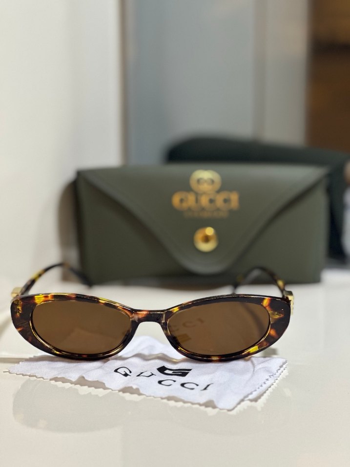 Gucci Klasik Kahverengi Tokalı Kadın Gözlüğü - Görsel 3