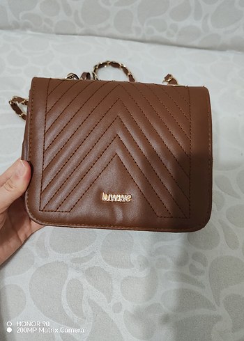 Zincir Detaylı Kahverengi Deri Kadın Çanta - Görsel 3