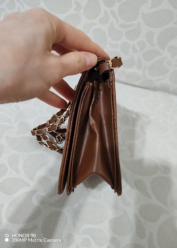 Zincir Detaylı Kahverengi Deri Kadın Çanta - Görsel 4