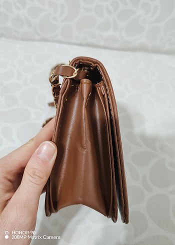 Zincir Detaylı Kahverengi Deri Kadın Çanta - Görsel 8