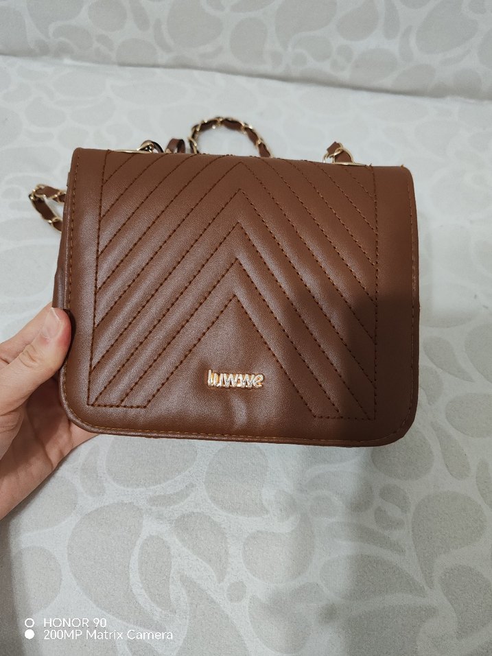 Zincir Detaylı Kahverengi Deri Kadın Çanta - Görsel 3